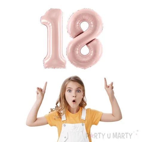 dekoracje na 18 urodziny osiemnastke zestaw balonow liczba 18 rozowy jasny 34 dgt 2 szt