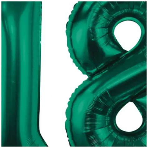 dekoracje na 18 urodziny osiemnastke zestaw balonow xl liczba 18 butelkowy zielony 39 dgt