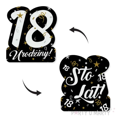 dekoracje na 18 urodziny swiderki wiszace glamour birthday czarno zloto srebrne 6 szt