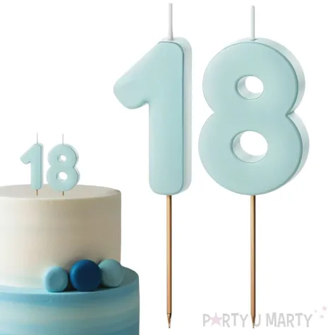 dekoracje na 18 urodziny swieczki na tort liczba 18 niebieski 4 5 cm 2 szt
