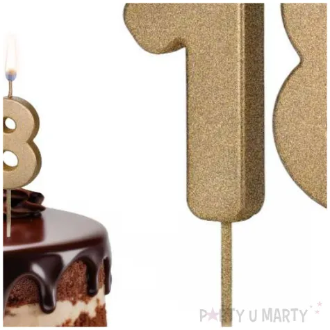 dekoracje na 18 urodziny swieczki na tort liczba 18 zloty 4 5 cm 2 szt
