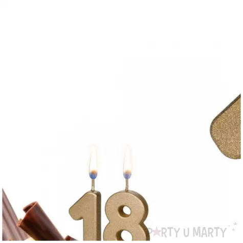 dekoracje na 18 urodziny swieczki na tort liczba 18 zloty 4 5 cm 2 szt