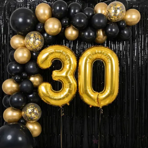 dekoracje na 18 urodziny zestaw balonow liczba 30 zloty 33 dgt 2 elementy