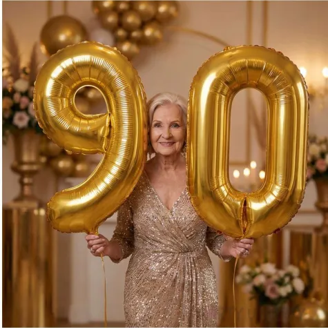 dekoracje na 18 urodziny zestaw balonow liczba 90 zloty 33 dgt 2 elementy