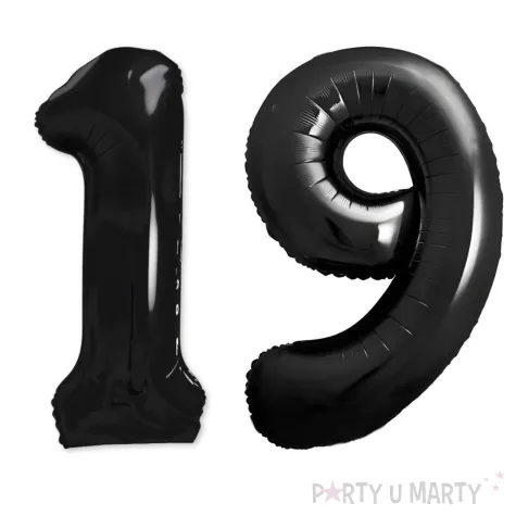 dekoracje na 19 urodziny rocznice zestaw balonow xl liczba 19 czarny 39 dgt 2 szt