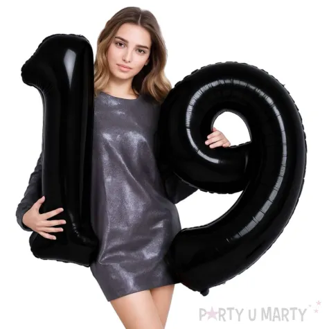 dekoracje na 19 urodziny rocznice zestaw balonow xl liczba 19 czarny 39 dgt 2 szt