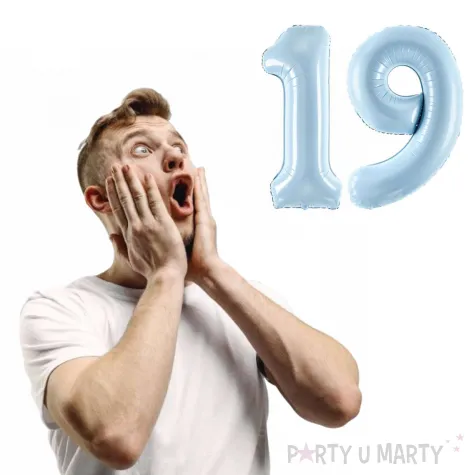 dekoracje na 19 urodziny zestaw balonow liczba 19 miebieski 34 dgt 2 szt