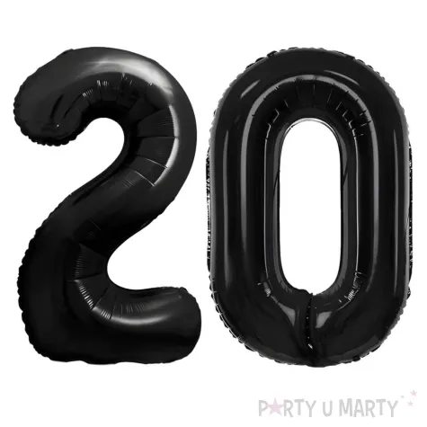 dekoracje na 20 urodziny rocznice zestaw balonow xl liczba 20 czarny 39 dgt 2 szt