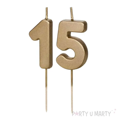 dekoracje na 20 urodziny swieczki na tort liczba 15 zloty 4 5 cm 2 szt
