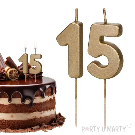 dekoracje na 20 urodziny swieczki na tort liczba 15 zloty 4 5 cm 2 szt