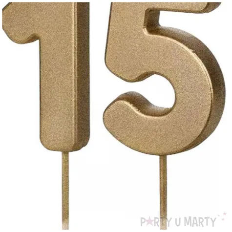 dekoracje na 20 urodziny swieczki na tort liczba 15 zloty 4 5 cm 2 szt