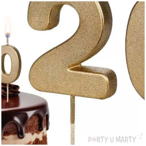dekoracje na 20 urodziny swieczki na tort liczba 20 zloty 4 5 cm 2 szt