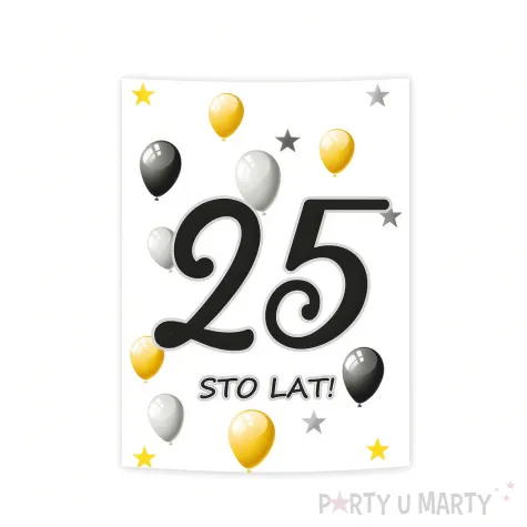 dekoracje na 25 urodziny etykiety na alkohol butelki wodke urodziny 25 white sto lat 85x120 mm