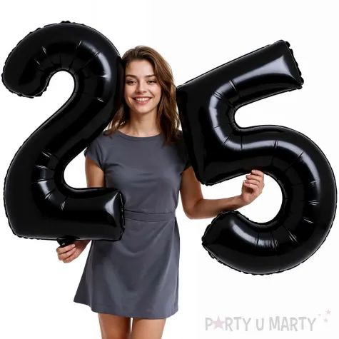 dekoracje na 25 urodziny rocznice zestaw balonow xl liczba 25 czarny 39 dgt 2 szt