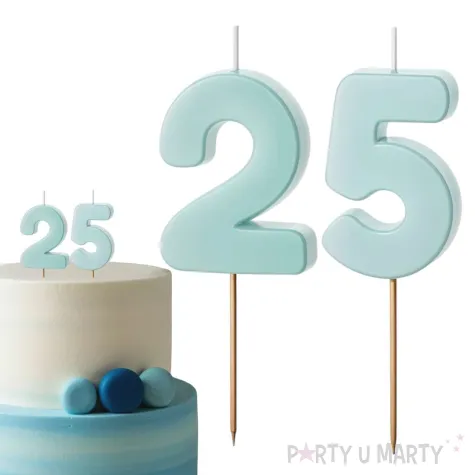 dekoracje na 25 urodziny swieczki na tort liczba 25 niebieski 4 5 cm 2 szt