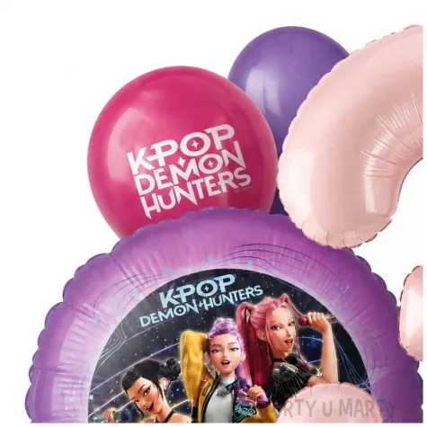 dekoracje na 3 urodziny balony k pop demon hunters rozowo fioletowe huntrix lowczynie demonow
