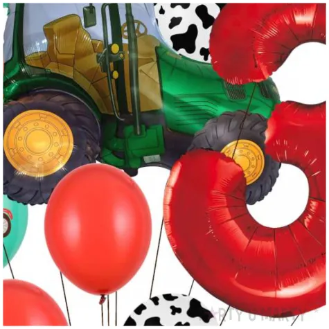 dekoracje na 3 urodziny zestaw balonow farma zielony traktor wiejskie party