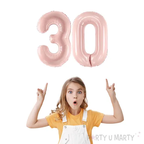 dekoracje na 30 urodziny rocznice zestaw balonow liczba 30 rozowy jasny 34 dgt 2 elementy