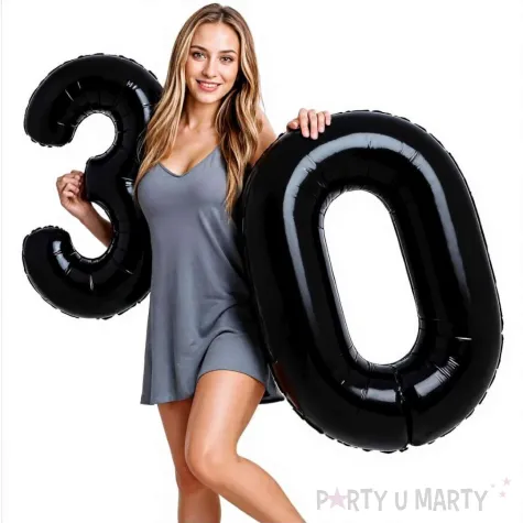 dekoracje na 30 urodziny rocznice zestaw balonow xl liczba 30 czarny 39 dgt 2 szt