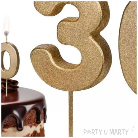 dekoracje na 30 urodziny swieczki na tort liczba 30 zloty 4 5 cm 2 szt