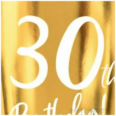 dekoracje na 30 urodziny zlote metalizowane kubeczki papierowe 30th birthday 220 ml x6