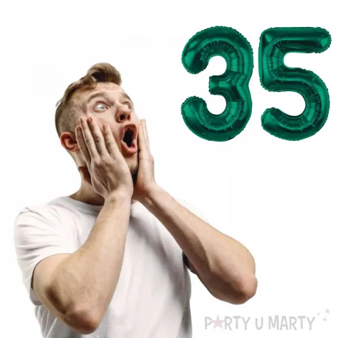 dekoracje na 35 urodziny zestaw balonow xl liczba 35 butelkowy zielony 39 dgt 2 szt