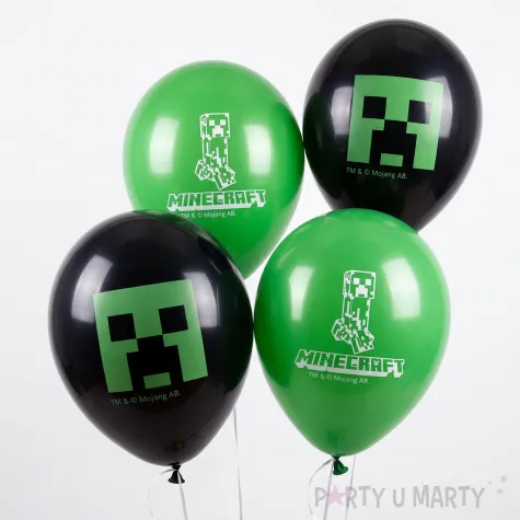 dekoracje na 4 urodziny gracza balony minecraft creeper zielone czarne gaming tnt enderman x17
