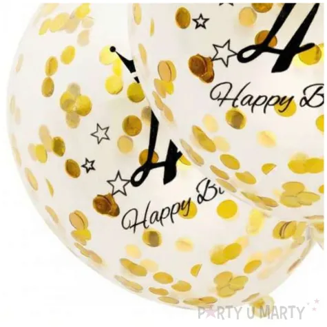 dekoracje na 40 urodziny balony transparentne z konfetti happy birthday liczba 40 zlote 12