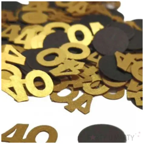 dekoracje na 40 urodziny konfetti cyfra 40 zloto czarne 1 opak