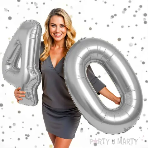 dekoracje na 40 urodziny rocznice zestaw balonow liczba 40 srebrny 39 dgt 2 elementy