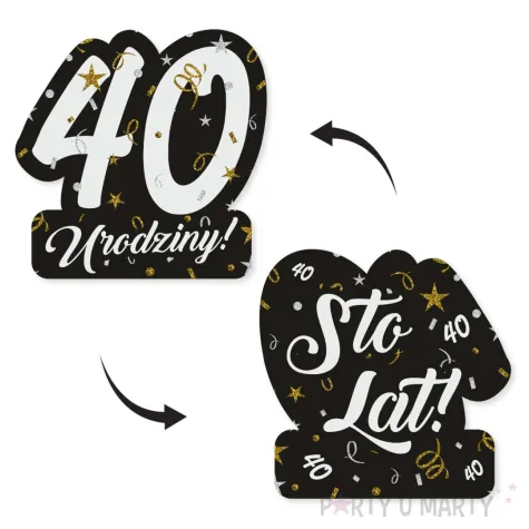 dekoracje na 40 urodziny swiderki wiszace glamour birthday czarno zloto srebrne 6 szt