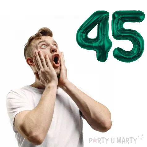 dekoracje na 45 urodziny zestaw balonow xl liczba 45 butelkowy zielony 39 dgt 2 szt