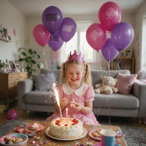 dekoracje na 5 urodziny balony k pop demon hunters rozowo fioletowe huntrix lowczynie demonow