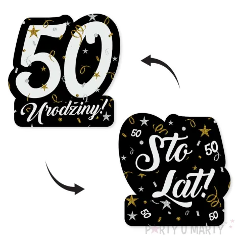 dekoracje na 50 urodziny swiderki wiszace glamour birthday czarno zloto srebrne 6 szt