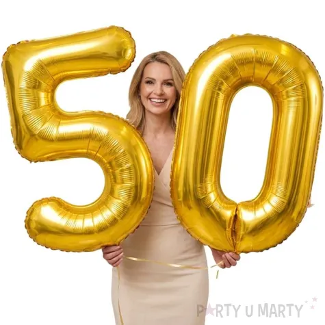 dekoracje na 50 urodziny zestaw balonow liczba 50 zloty 33 dgt 2 elementy