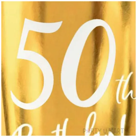 dekoracje na 50 urodziny zlote metalizowane kubeczki papierowe 50th birthday 220 ml x6
