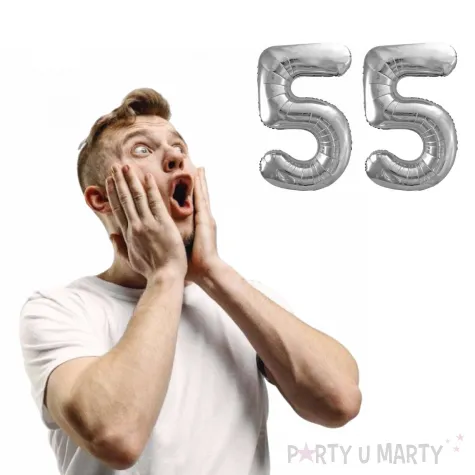 dekoracje na 55 urodziny rocznice zestaw balonow liczba 55 srebrny 39 dgt 2 elementy