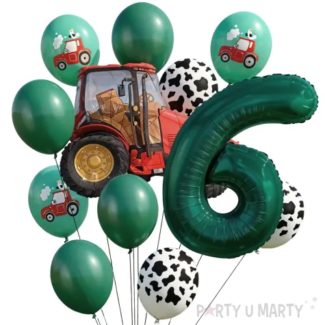 dekoracje na 6 urodziny zestaw balonow farma czerwony traktor wiejskie party
