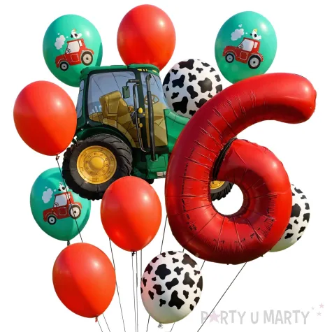 dekoracje na 6 urodziny zestaw balonow farma zielony traktor wiejskie party