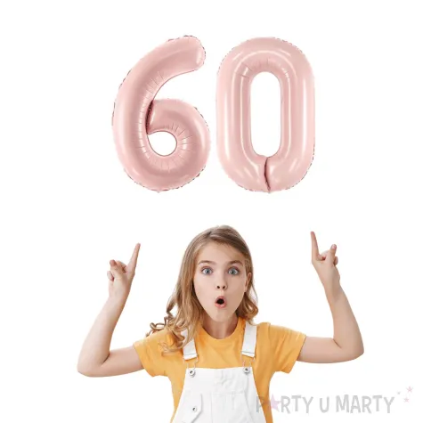 dekoracje na 60 urodziny rocznice zestaw balonow liczba 60 rozowy jasny 34 dgt 2 elementy