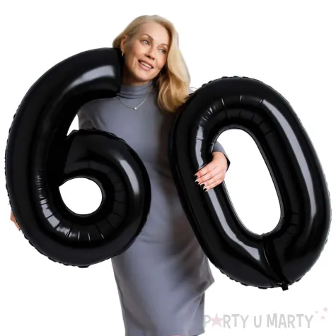 dekoracje na 60 urodziny rocznice zestaw balonow xl liczba 60 czarny 39 dgt 2 szt