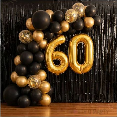 dekoracje na 60 urodziny zestaw balonow liczba 60 zloty 33 dgt 2 elementy