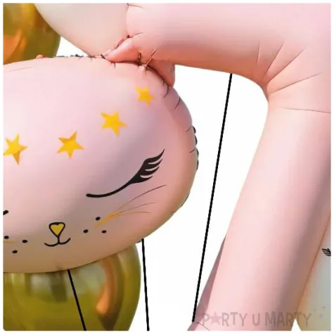 dekoracje na 7 urodziny zestaw balonow kotek dla kociarza liczba 7 rozowy jasny 10 szt