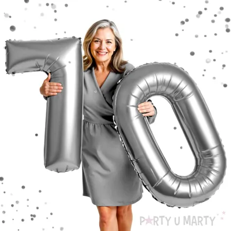 dekoracje na 70 urodziny rocznice zestaw balonow liczba 70 srebrny 39 dgt 2 elementy