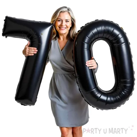 dekoracje na 70 urodziny rocznice zestaw balonow xl liczba 70 czarny 39 dgt 2 szt
