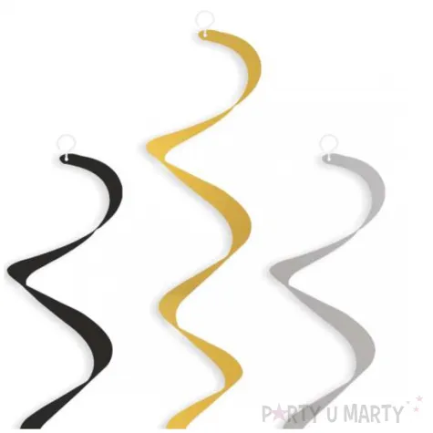 dekoracje na 70 urodziny swiderki wiszace glamour birthday czarno zloto srebrne 6 szt