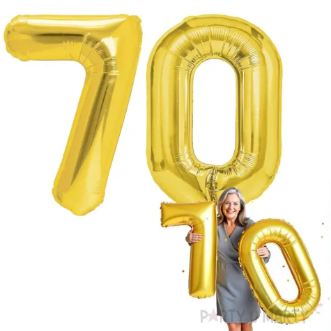 dekoracje na 70 urodziny zestaw balonow liczba 70 zloty 33 dgt 2 elementy