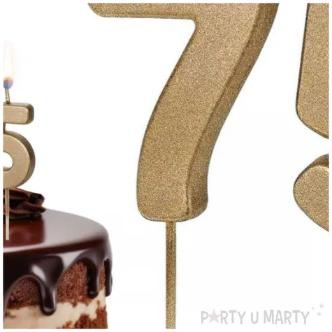 dekoracje na 75 urodziny swieczki na tort liczba 75 zloty 4 5 cm 2 szt