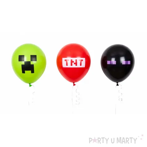 dekoracje na 8 urodziny gracza balony minecraft creeper zielone czarne gaming tnt enderman x17