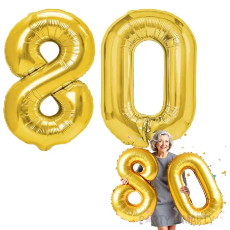 dekoracje na 80 urodziny zestaw balonow liczba 80 zloty 33 dgt 2 elementy